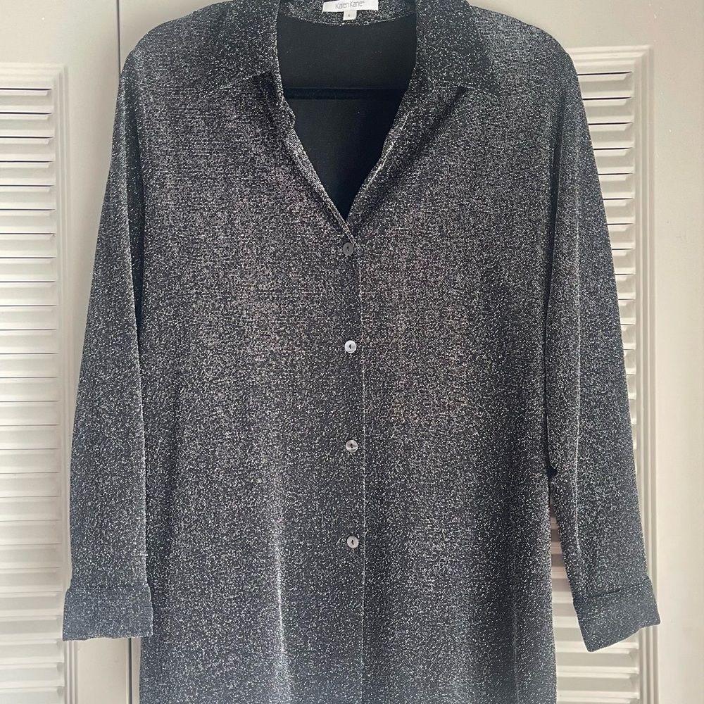 Black Shimmer Button-Up Blouse
Never Worn - NWOT
